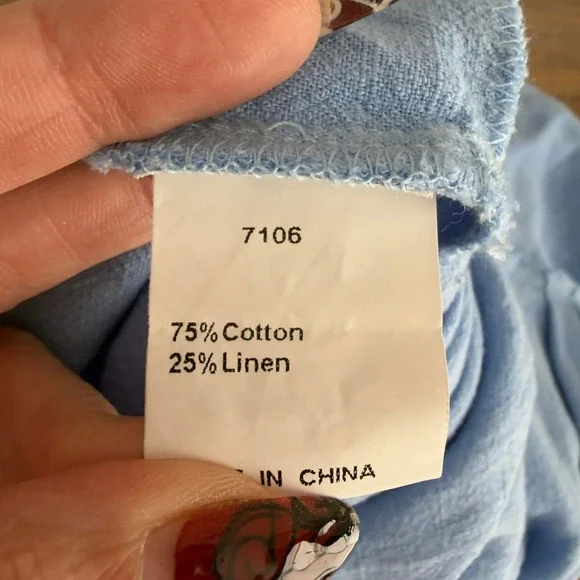 PRETTYGARDEN Women's Blue Cotton Linen Wide Leg Overall Jumpsuit Size L - Picture 8 of 8